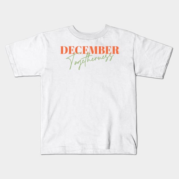 December Togetherness: A Celebration in Red and Green Kids T-Shirt by FlinArt